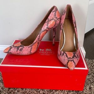 Like new. Coach Harlee two tone snake leather pumps. Size 8.5.